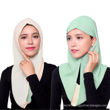 2017 brand fashionable wholesale colorful muslim scarf two-sided wear hijab cap